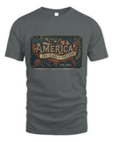 Gray t-shirt with 'America 250 Years of Freedom Texas' graphic design on a white background