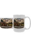 White mug with 'American Golf' design on a white background
