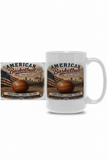 Mug with 'American Basketball' design featuring a basketball and American flag on a white background