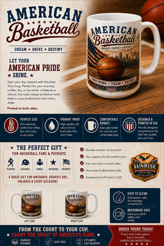 American Freedom Basketball 15 oz Mug