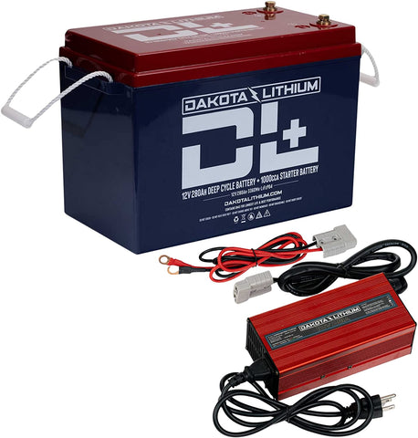 DL 12V 100Ah LiFePO4 Deep Cycle Lithium Battery for Trolling Motor Carts  Solar 10A LiFePO4 charger included